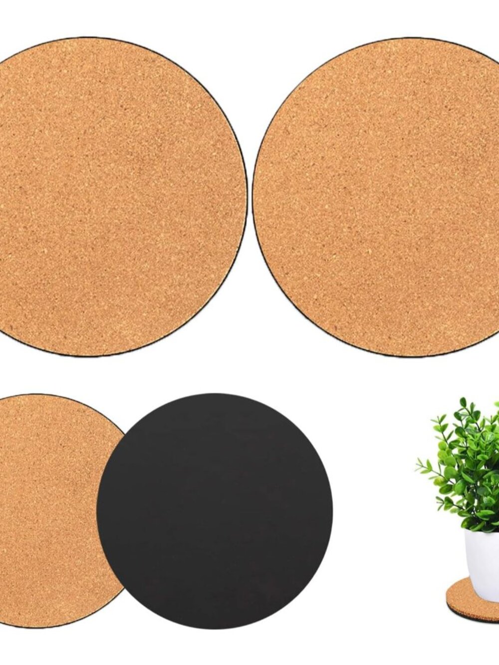 2 Pieces Cork Plant Coasters, 12 Inch Cork Plant Mats, Cork Coaster for Planters